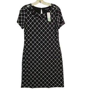 NEW 41 Hawthorn Edith Black Lattice Jersey Dress Short Sleeve